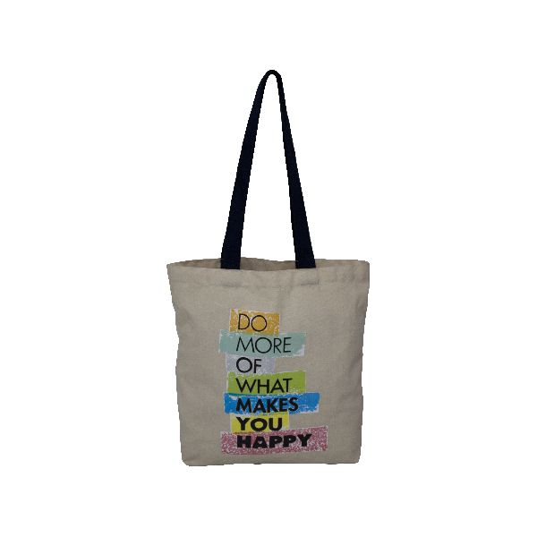 8 Oz Natural Canvas Tote Bag With Multicolor Heat transfer Print