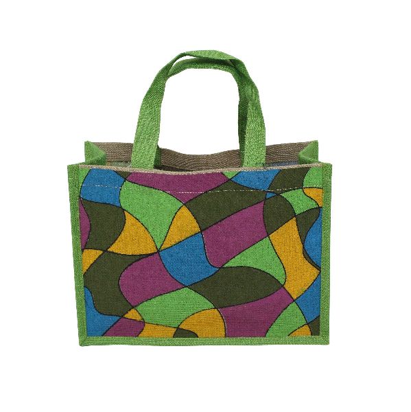 PP Laminated Dyed Jute Bag With Multicolor Print