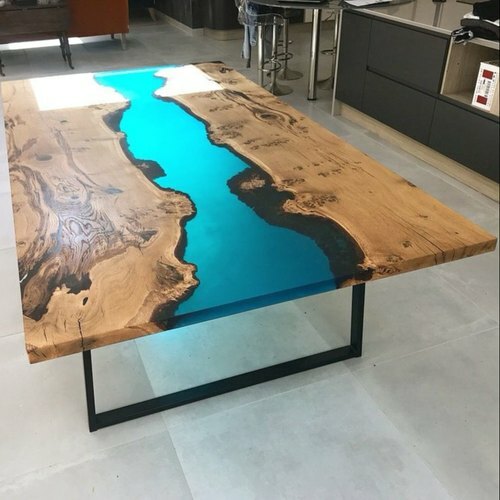 Polished Epoxy Resin River Table