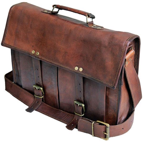 Classic Handcrafted Men\'s Vintage Leather Briefcase