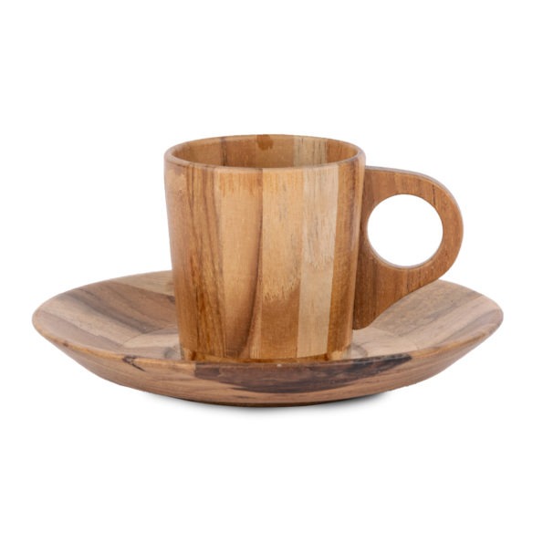 Wooden Cross Cup & Saucer