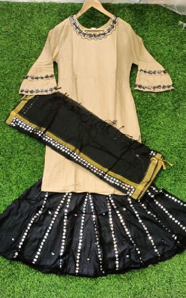 Full Sleeve Stylish Hand Work Sharara Set, Technics : Machine Made