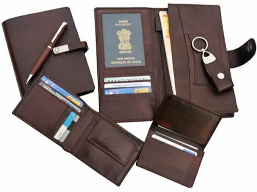Polished Dark Brown Leather Organiser, for Gift, Holding Passport, Promotion Gift, Feature : Attractive Look