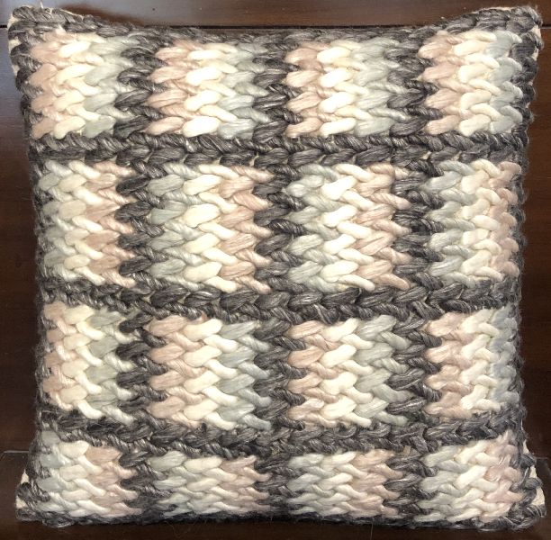 Criss-Cross Handwoven Wool and Polyester Cushion Cover