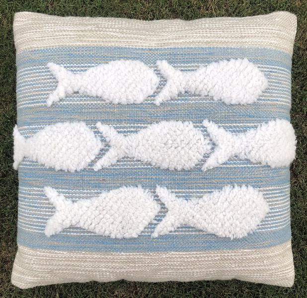 Fishy Handwoven Outdoor Polyester Cushion Cover
