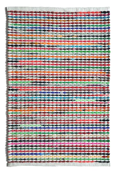 Handwoven Cotton Polyester and Chindi Rug, Size : 60x90cm
