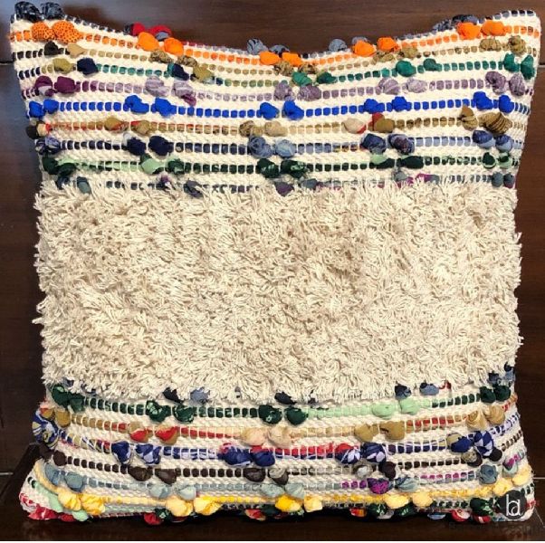 Revolution Handwoven Chindi and Cotton Cushion