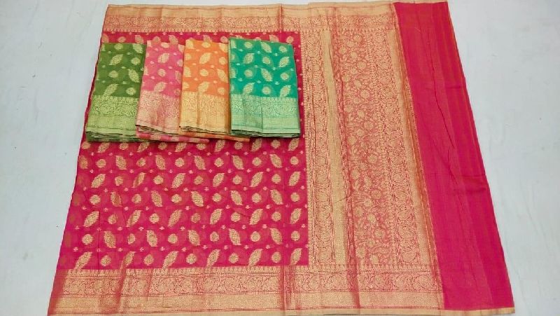 Banarasi cotton saree, Width : 6.5 Meter