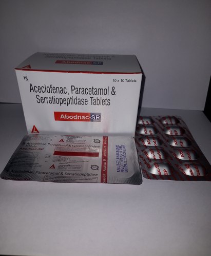 Aceclofenac,Paracetamol and Serritiopeptidase Tablets, for Clinical, Hospital, Personal, Form : Tablets.