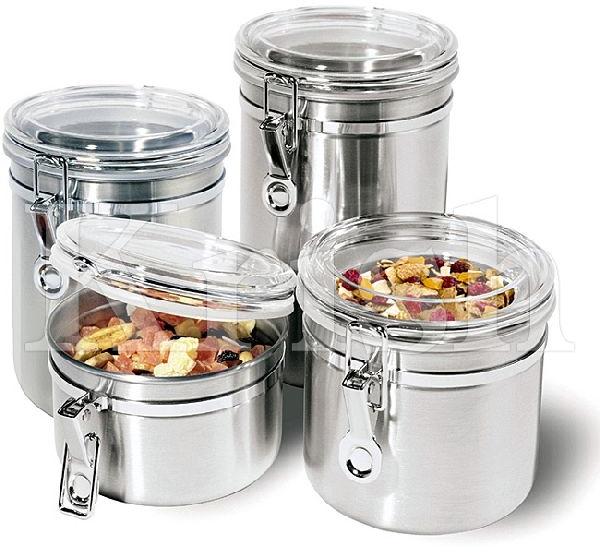 Round Air Tight Deluxe Canister Sets, for Packaging Use, Storage Use, Pattern : Plain