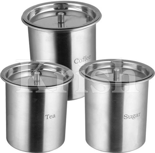 Non Polished Stainless Steel Air Tight Party Canister, for Packaging Use, Storage Use, Pattern : Plain