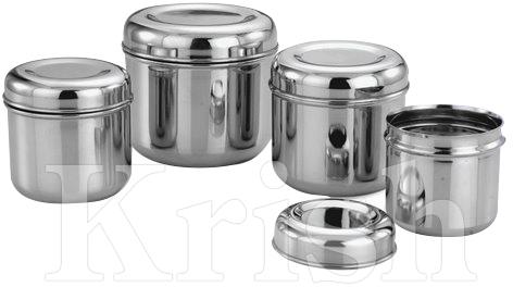 Round Non Polished Stainless Steel Apple Canister, for Packaging Use, Storage Use, Pattern : Plain