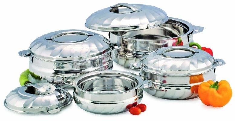 Non Coated Stainless Steel Belly Hot Pot- Romancy, for Food Containing, Feature : Corrosion Proof, Durability