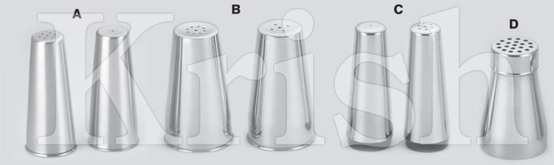 Stainless Steel Conical Delight Shakers, Shape : Round
