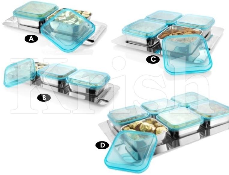 Deluxe Square Bowl with Cover Snack Tray