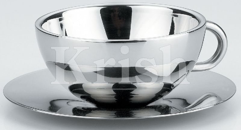 Round Polished Steel DW Sleek Cup &Saucer, for Coffee, Tea, Style : Anitque