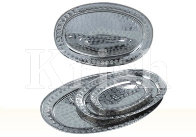 Steel Fancy Semi Oval Tray, for Serving, Pattern : Plain