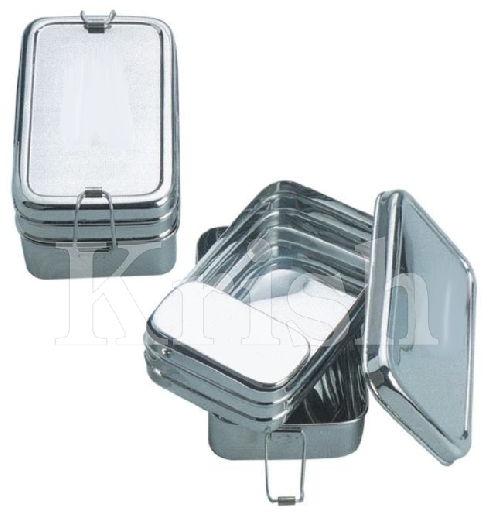 Rectangular Steel Non Polished Official Double Lunch Box, for Packing Food, Size : Multisize