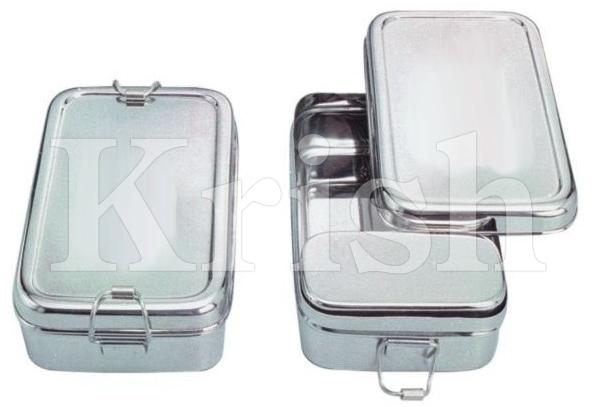 Polished Steel Rectangular Lunch Box, for Packing Food, Size : Multisize