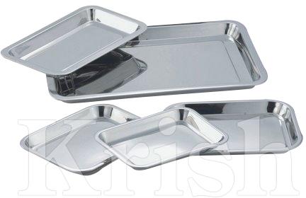 Stainless Steel Rectangular Tray, for Food Serving, Size : Multisize