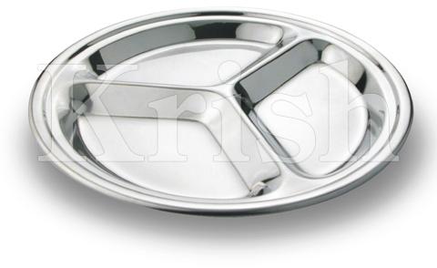 Round Compartment Tray- Equal Comp., for Food Serving, Pattern : Plain