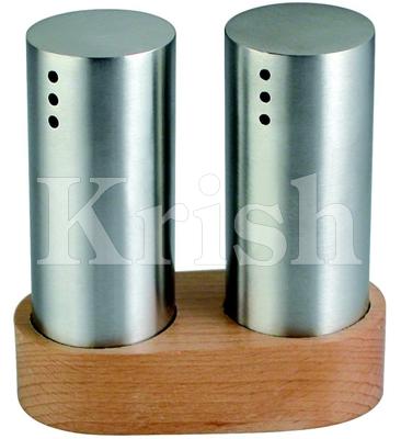 Slim Salt & Pepper With Wooden Stand
