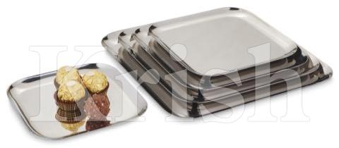 Steel Square Cut Tray, for Serving Food, Pattern : Plain