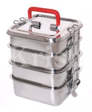 Polished Stainless Steel Square Tiffin, for Food Packing, Feature : Durable, Eco Friendly, Good Quality