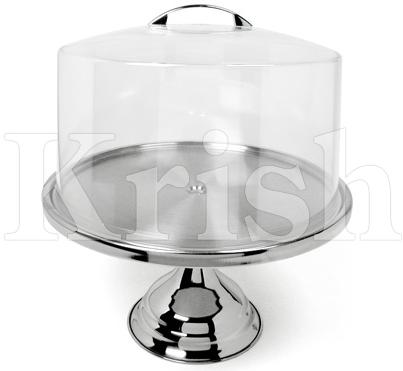 Round Tall Cake Stand with Acrylic Cover, for Hotel, Restaurant, Pattern : Plain