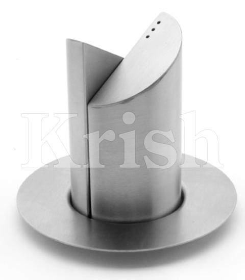 Round Twister Salt & Pepper With Stand, Color : Silver