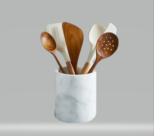 Marble kitchen tools holder, Color : White