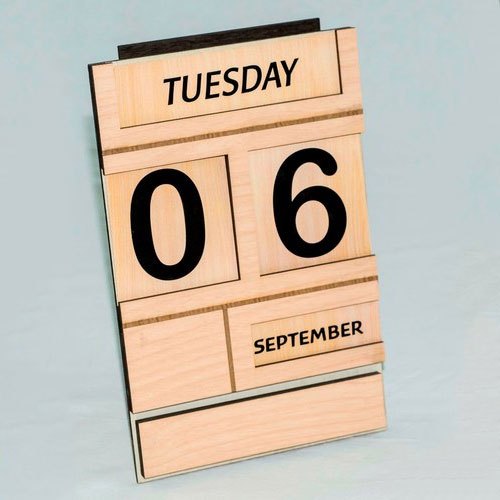 Rectangular English Wooden Calendar