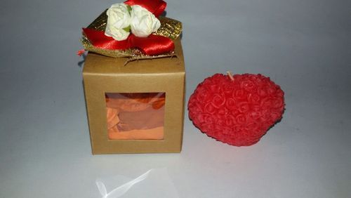 Round WAX heart shape candle, for Decorative Items, Packaging Type : Box