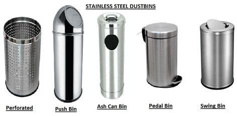 Stainless Steel Dustbin, Size : 5 - 80 LTRS