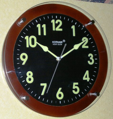 Black Wooden Wall Clock, Size : 12 inch