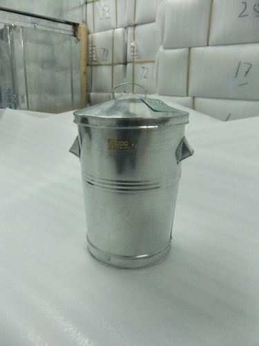 GALVANIZED IRON garbage cans, Color : SILVER