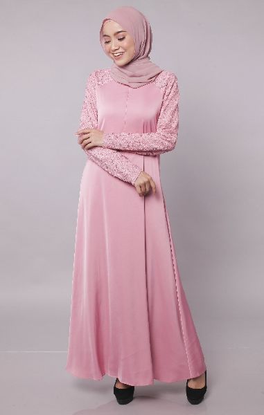 Silk Plain Ladies Pink Abaya, Size : M, XL