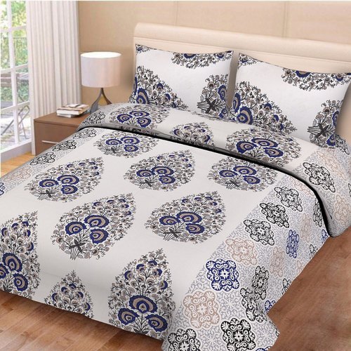 Happykraft Printed Cotton Double Bed Sheets, Size : Queen Size