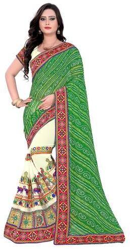 Georgette Bandhej Saree, Occasion : Bridal Wear