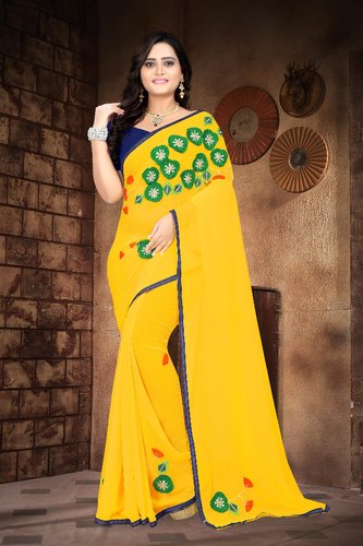 Partywear Saree, Pattern : Embroidered