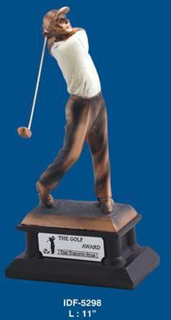 MAN SHAPE Aluminium golf trophy, Color : Golden (Gold Plated)