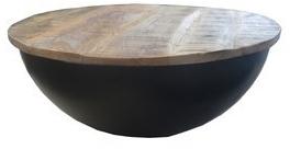 Wood Industrial Coffee Table, Shape : Round