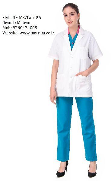 Half Sleeves Poly Cotton Lab Coat, for In Laboratory, Size : S, M, XL