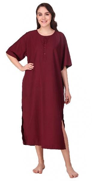 Half Sleeve Polyester Mix Cotton Maternity Gown, for Hospital, Pattern : Plain