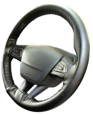 Black Round Leather Steering Wheel Covers
