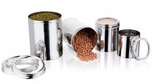 Amit stainless steel kitchen canister, for Home, Color : Silver