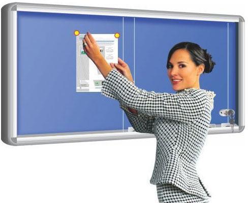 Sliding Glass Cover Pin Boards, for OFFICE, SCHOOL, COLLEGE, Color : Blue