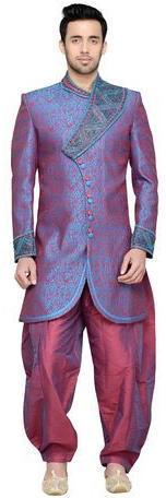 Men designer sherwani, Color : Blue Maroon