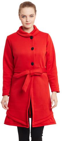 Red Solid Overcoat, Occasion : Casual