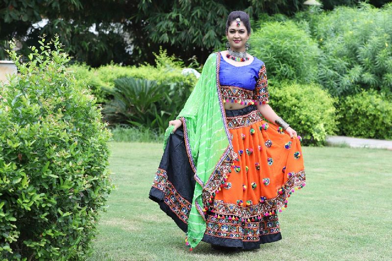 Orange Black Padmavati Style Lehenga Choli